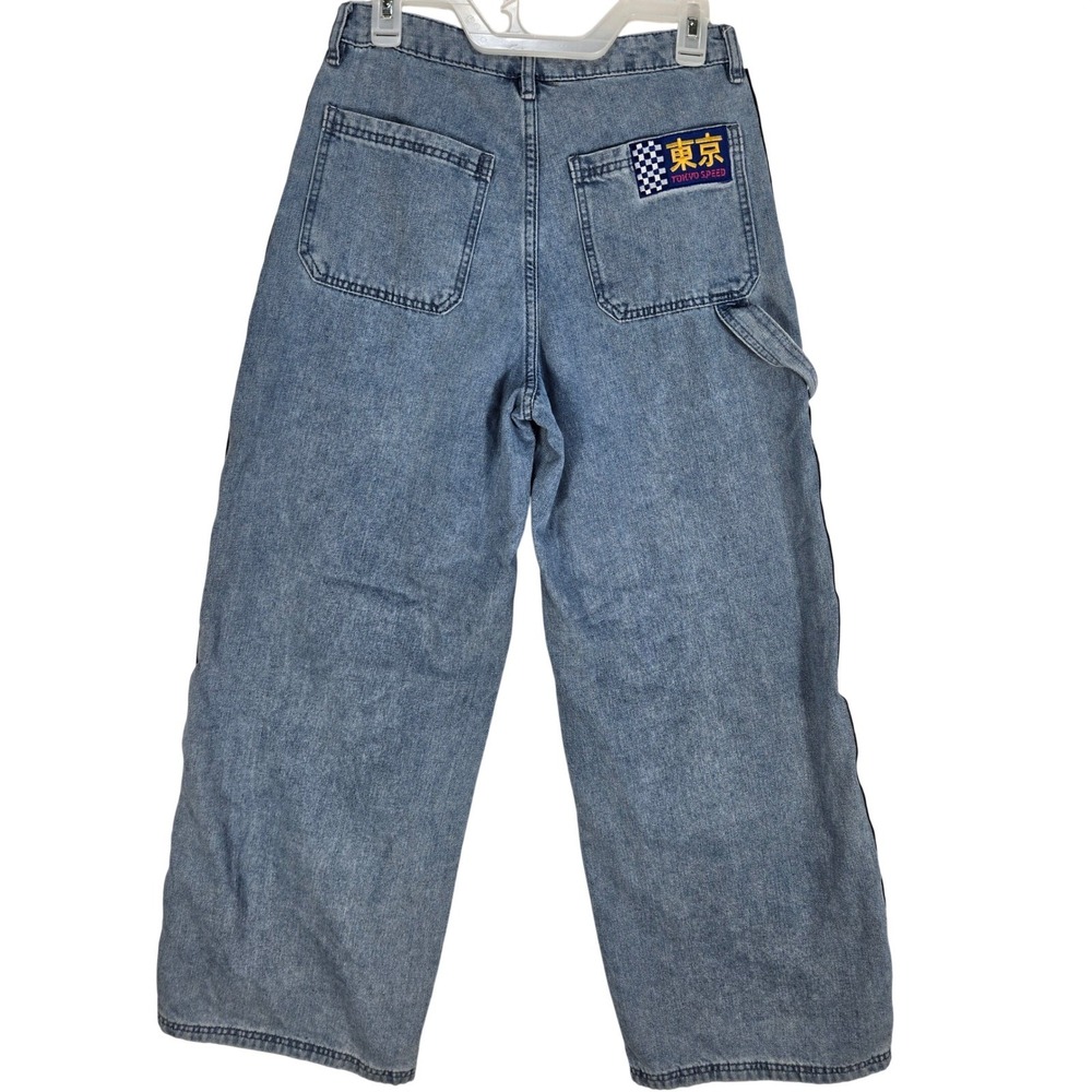 Sanrio Jeans Juniors 5 Hello Kitty Tokyo Speed Blue Checkered Graphic Racing - Picture 2 of 14